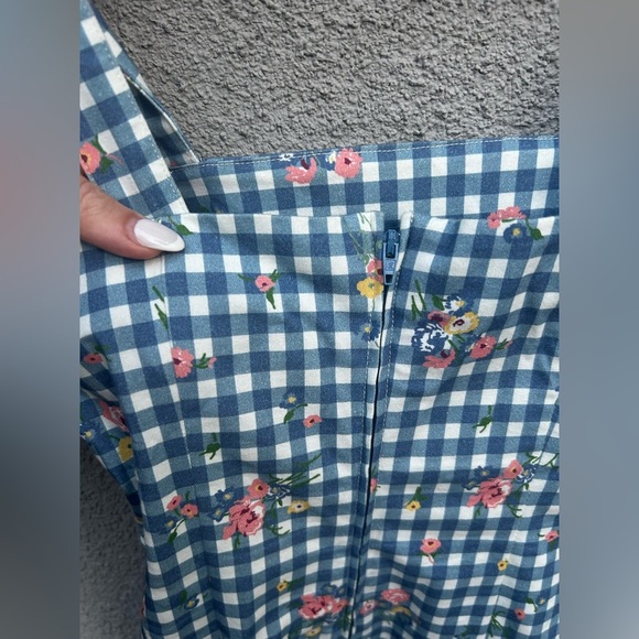 Rouje Anael Blue Checkered Floral Dress - Picture 9 of 11